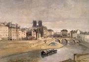 Corot Camille The Seine and the Quai give orfevres oil